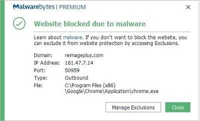 Malwarebytes Live Block dangerous page
