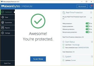 Malwarebytes You're protected!